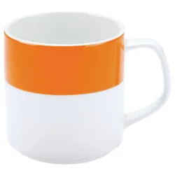 PULSIVA Kaffeebecher Multi-Color; 245 ml, 6x7.8 cm (ØxH); weiss/orange; rund; 6 Stück / Pack