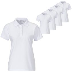 PULSIVA Vorteilspack Damen Polo-Shirt Sunny Halbarm; Kleidergrösse XS; weiss; 5 Stück / Pack