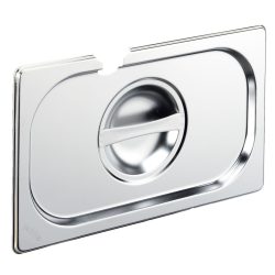 PULSIVA GN-Deckel 1/4 Basic mit Löffelaussparung; GN 1/4, 26.5x16.2 cm (LxB); silber