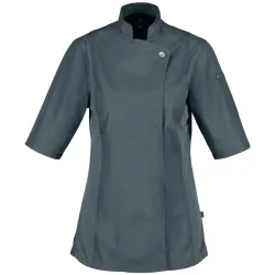 JOBELINE Damen Kochjacke Carter Kurzarm; Kleidergrösse 34; graublau