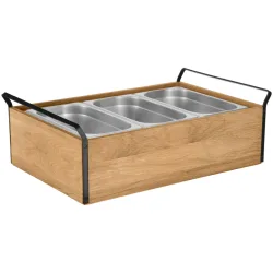 VEGA Buffet Kühltablett Esino hoch, 10 cm, Edelstahl 3x 1/3; GN 1/1, 61.9x38.6x20.9 cm (LxBxH); eiche/schwarz/edelstahl; rechteckig