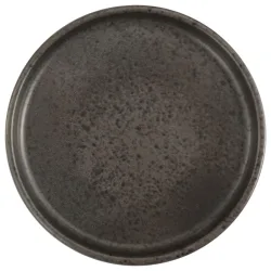 Porland Teller flach Ironstone mit Rand; 27x2.4 cm (ØxH); dunkelbraun/schwarz; rund; 6 Stück / Pack