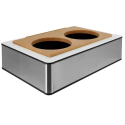VEGA Schalendisplay Fundale für 2 Schalen, GN 1/1, Edelstahl, Holz; GN 1/1, 63x42.5x17.5 cm (LxBxH); edelstahl/weiss/buche; rechteckig