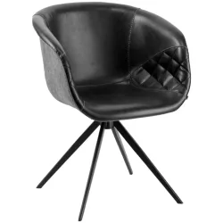 VEGA Armlehnstuhl Yankee; 61x60x80 cm (BxTxH); Sitz schwarz/hellgrau, Gestell schwarz