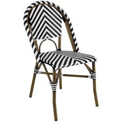PULSIVA Outdoor-Bistrostuhl Paris Kunststoff; 46x56x89 cm (BxTxH); Sitz schwarz/weiss, Gestell dunkelgrau; 2 Stück / Pack