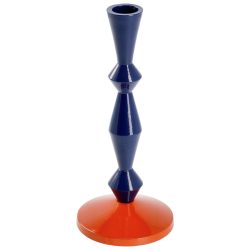 Spitzkerzenhalter Aneska; 7.5x20 cm (ØxH); dunkelblau/orange