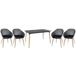 VEGA Outdoor Sitzgruppe Gimani 5-teilig; 80x72 cm (BxH); schwarz