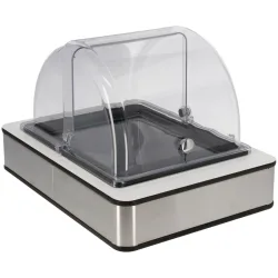 VEGA Buffetvitrine Fundale mittel, GN 1/2, Melamin, mit Rolltop, kühlbar; GN 1/2, 42.5x31.5x27.4 cm (LxBxH); edelstahl/weiss/schwarz/transparent; rechteckig
