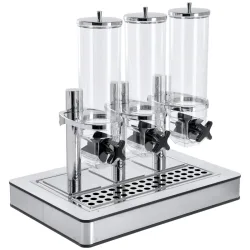 VEGA Müslispender Fundale dreifach, GN 1/1, Edelstahl; GN 1/1, 63x42.5x64.7 cm (LxBxH); edelstahl/weiss/transparent/silber; rechteckig