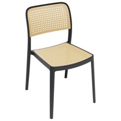 PULSIVA Bistrostuhl Stilo; 46.5x49.5x80 cm (BxTxH); Sitz beige, Gestell schwarz; 2 Stück / Pack