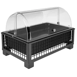 VEGA Kühlvitrine Portland 6,5 cm Melamin schwarz 1/1; GN 1/1, 55.4x35.2x29.9 cm (LxBxH); anthrazit/transparent/weiss; rechteckig