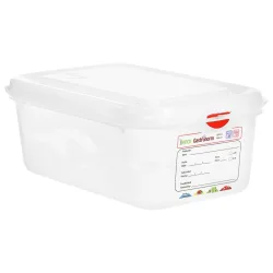 Denox GN-Kunststoffbehälter Dena 1/4; GN 1/4, 2800 ml, 26.5x16.2x10 cm (LxBxT); transparent; 6 Stück / Pack