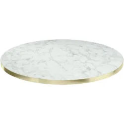 VEGA Indoor-Tischplatte Marvani rund; 80x2.5 cm (ØxH); gold/weiss/marmoriert; rund