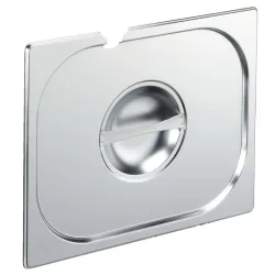 PULSIVA GN-Deckel 1/2 Basic mit Löffelaussparung; GN 1/2, 32.5x26.5 cm (LxB); silber