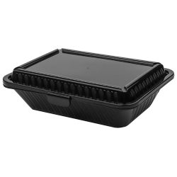 Contacto Mehrweg-Behälter Eco-Takeout® 1 Fach; 23.5x17x7 cm (LxBxH); schwarz; rechteckig; 12 Stück / Pack