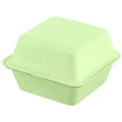 elasto REuse Mehrweg Burger-Box Yari; 700 ml, 15.7x15.7x8.4 cm (LxBxH); grün; quadratisch; 25 Stück / Pack