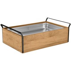 VEGA Buffet Kühltablett Esino hoch, 6,5 cm, Edelstahl 1/1; GN 1/1, 61.9x38.6x20.9 cm (LxBxH); eiche/schwarz/edelstahl; rechteckig