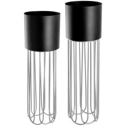 Pflanztopf Paulos 2-teiliges Set; schwarz/silber