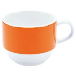 PULSIVA Kaffeetasse Multi-Color; 160 ml, 7x6 cm (ØxH); weiss/orange; rund; 6 Stück / Pack