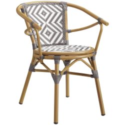VEGA Outdoor Bistrostuhl Estilo; 59x63x76 cm (BxTxH); Sitz grau, Gestell braun; 2 Stück / Pack