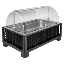 VEGA Kühlvitrine Portland 10 cm Edelstahl 1/1; GN 1/1, 55.4x35.2x29.9 cm (LxBxH); anthrazit/transparent/edelstahl; rechteckig