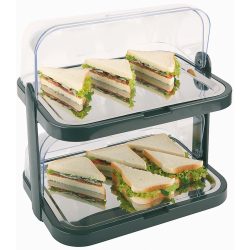 APS Buffet-Vitrine Doppeldecker; 44x32x44 cm (LxBxH); schwarz/transparent; rechteckig
