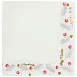 GARCIA DE POU Serviette Weihnachten NOËL; 40x40 cm (BxL); weiss/rot/gold/grau; 50 Stück / Pack