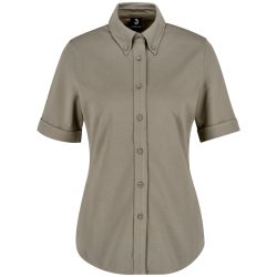JOBELINE Damen Bluse Piqué Kurzarm; Kleidergrösse 2XL; taupe