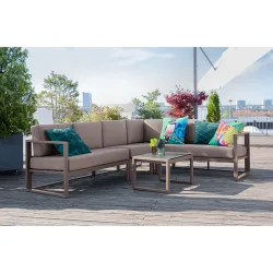 VEGA Outdoor Lounge-Set Sereno; 255x195x64 cm (BxTxH); Sitz taupe, Gestell taupe