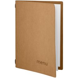 VEGA Speisekarte Perdue mit Prägung MENU A4; DIN A4, 23x32.5 cm (BxH); braun