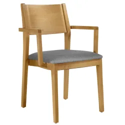 VEGA Stapelstuhl Stak Stoff, mit Armlehne; 48x51x86 cm (BxTxH); Sitz hellgrau, Gestell hellbraun; 2 Stück / Pack