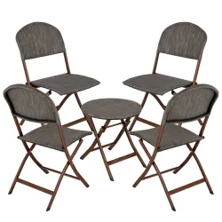PULSIVA Outdoor-Bistro-Set Romalia 5-tlg.; Sitz grau meliert, Gestell braun