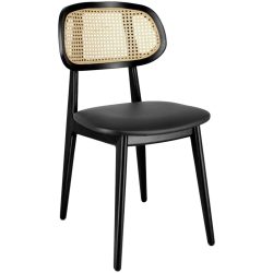 VEGA Wiener Geflecht Stuhl Vindo Kunstleder; 45x51x83 cm (BxTxH); Sitz schwarz, Gestell schwarz; 2 Stück / Pack