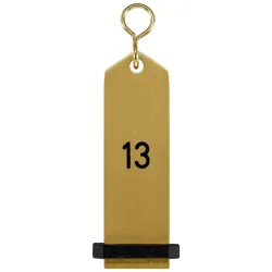 PULSIVA Schlüsselanhänger Bumerang mit Ziffernprägung; 10x3 cm (LxB); gold; Prägung 13