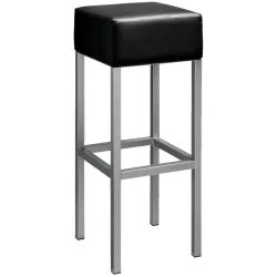 PULSIVA Barhocker Cuba; 32x32x81 cm (BxTxH); Sitz schwarz, Gestell silber; 2 Stück / Pack