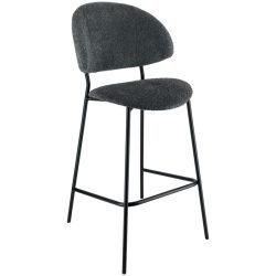 VEGA Barstuhl Lindo Bouclé; 50.5x54.5x110 cm (BxTxH); Sitz schwarz, Gestell schwarz