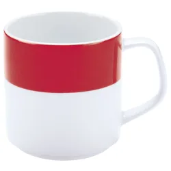 PULSIVA Kaffeebecher Multi-Color; 245 ml, 6x7.8 cm (ØxH); weiss/rot; rund; 6 Stück / Pack