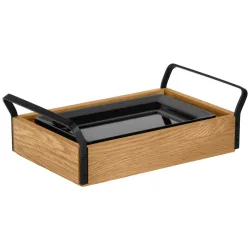 VEGA Buffet Kühltablett Esino flach, Melamin 1/4; GN 1/4, 35.4x21x10.9 cm (LxBxH); eiche/schwarz; rechteckig