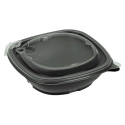 suplesse Mehrweg-Schale Suplesse inkl. Deckel; 500 ml, 17x17x5 cm (LxBxH); schwarz; quadratisch; 50 Stück / Pack
