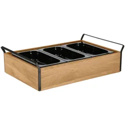 VEGA Buffet Kühltablett Esino mittel, Melamin 3x 1/3; GN 1/1, 61.9x38.6x16.9 cm (LxBxH); eiche/schwarz; rechteckig