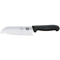 Victorinox Santokumesser Fibrox gerade Kullen; Klingenlänge 17 cm, 29.7 cm (L); silber/schwarz