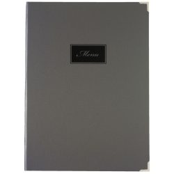 VEGA Speisekarte Oscar mit Prägung MENU A4 hoch; DIN A4, 24.8x33.1 cm (BxH); grau; 8 Seiten