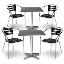 PULSIVA Outdoor-Bistromöbel-Set Coffee Bar 6-tlg.; schwarz/silber