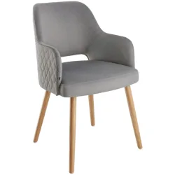 VEGA Stuhl Rombo Samt; 46x47x85 cm (BxTxH); Sitz grau, Gestell eiche