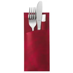 DUNI Servietten-/Bestecktaschen; 8.5x19 cm (BxL); bordeaux/cremeweiss; 100 Stück / Pack