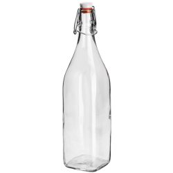 Bormioli Rocco Bügelverschlussflasche Swing; 1100 ml, 7.5x7.5x32 cm (LxBxH); transparent; quadratisch; 6 Stück / Pack