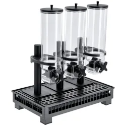 VEGA Müslispender Portland dreifach 1/1; GN 1/1, 55.4x35.2x53 cm (LxBxH); anthrazit/transparent/schwarz; rechteckig