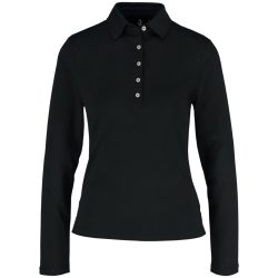 JOBELINE Damen Poloshirt Malme Langarm; Kleidergrösse L; schwarz