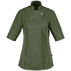 JOBELINE Damen Kochjacke Carter Kurzarm; Kleidergrösse 34; oliv