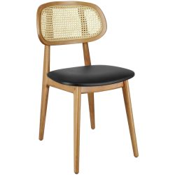 VEGA Wiener Geflecht Stuhl Vindo Kunstleder; 45x51x83 cm (BxTxH); Sitz schwarz, Gestell hellbraun; 2 Stück / Pack